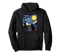 Silhouette de chat contemporain Van Gogh Art Style graphique Sweat à Capuche