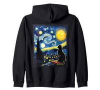 Silhouette de chat contemporain Van Gogh Art Style graphique Sweat à Capuche
