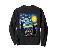 Silhouette de chat contemporain Van Gogh Art Style graphique Sweatshirt
