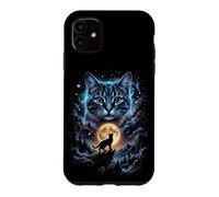 Silhouette de Chat Cosmique sous Un Ciel Étoilé Coque pour iPhone 11