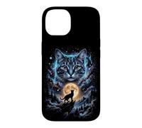 Silhouette de Chat Cosmique sous Un Ciel Étoilé Coque pour iPhone 14