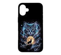 Silhouette de Chat Cosmique sous Un Ciel Étoilé Coque pour iPhone 16 Plus