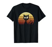 Silhouette de Chat Noir rétro Coucher de Soleil Vintage T-Shirt