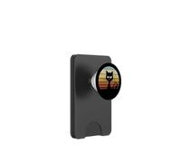 Silhouette de Chat rétro au Coucher de Soleil PopSockets PopWallet pour MagSafe