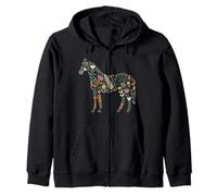 Silhouette de Cheval Floral Boho Botanique Art équestre Sweat à Capuche
