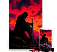 Silhouette de Chevalier à l'épée au Coucher du Soleil Puzzle de 1000 pièces pour Adultes Détente et Amusement garantis Assemblage d'une Image Pleine de Surprise 50x75cm