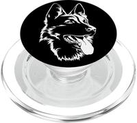 Silhouette de Chien Assis - Berger Allemand PopSockets PopGrip pour MagSafe