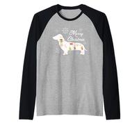 Silhouette de Chien Teckel Joyeux Noël drôle Wiener Manche Raglan