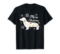 Silhouette de Chien Teckel Joyeux Noël drôle Wiener T-Shirt