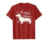 Silhouette de Chien Teckel Joyeux Noël drôle Wiener T-Shirt