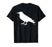 Silhouette de Corbeau Blanc - Illustration Minimaliste Gothique Oiseau T-Shirt