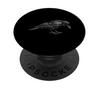 Silhouette de Corbeau Noir Gothique pour Amoureux des Oiseaux PopSockets PopGrip Adhésif