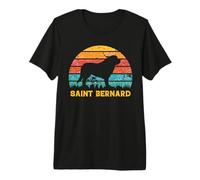 Silhouette de Coucher de Soleil rétro Vintage de Saint Bernard T-Shirt Haut de Gamme