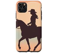 Silhouette de cowgirl sur cheval, coucher de soleil, désert occidental Coque pour iPhone 11 Pro Max