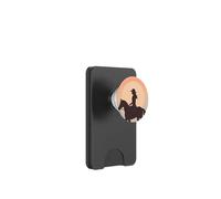 Silhouette de cowgirl sur cheval, coucher de soleil, désert occidental PopSockets PopWallet pour MagSafe