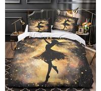 Silhouette de danseuse Parure de Lit Microfibre Hypoallergique 3D Imprimée Douce Danse cosmique Housse de Couette Fermeture Éclair Respirante avec Taie d'oreiller for Femmes Single（140x200cm）