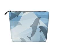 Silhouette de Dauphin,Trousse de Toilette de Voyage Portable, Imitation Lin, en Lin.