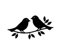 silhouette de deux oiseaux face à face Peintures murales et stickers muraux en vinyle 34x64.9cm Auto-adhésif Noir