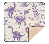 Silhouette de dinosaures Lavande Grand tapis de jeu élégant pour bébé au sol pliable rembourré pour bébés, nourrissons et tout-petits, 127 x 127 cm, tapette piano para Bebes
