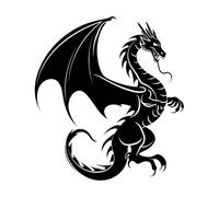 silhouette de dragon corps entier uniquement Peintures murales et stickers muraux en vinyle 54.6x60.1cm Décoration de magasin Noir