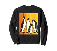 Silhouette de famille de pingouins rétro dans des couleurs chaudes au coucher du soleil Sweatshirt