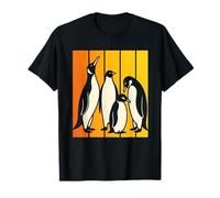 Silhouette de famille de pingouins rétro dans des couleurs chaudes au coucher du soleil T-Shirt