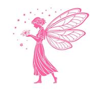 silhouette de fée avec des ailes de papillon Stickers artistiques en vinyle 67.2x67.4cm Culture du tatouage Rose