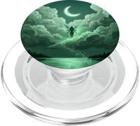 Silhouette de fée Lac Émeraude Fantasy Stardust PopSockets PopGrip pour MagSafe
