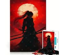 Silhouette de Femme samouraï Puzzle de 1000 pièces pour Adolescents Améliore la mémoire Loisirs faciles Découpe Ferme Décoration Murale (50x75cm)