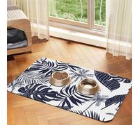 Silhouette de Feuilles de Palmiers tropicaux hawaïens,Tapis d'alimentation pour Animaux de Compagnie, Sets de Table en Cuir PU pour Chats et Chiens,40x60cm