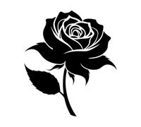 Silhouette de fleur de rose Stickers muraux 34x38.8cm Plusieurs tailles disponibles Noir