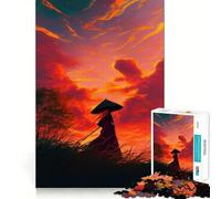 Silhouette de Guerrier Puzzle 1000 pièces pour Adolescents Jeu de réflexion Intelligent Amusant et paisible Cadeau de Noël idéal 38x26cm