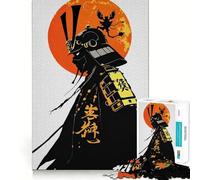 Silhouette de Guerrier samouraï avec Soleil Levant Puzzle de 1000 pièces pour Adolescents Améliore la mémoire, détente mentale Bords Nets Cadeau créatif (38x26cm)