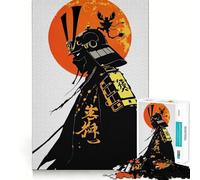 Silhouette de Guerrier samouraï avec Soleil Levant Puzzle de 1000 pièces pour Adolescents Jeu de logique Solide Amusant et paisible Découpe de précision (38x52cm)