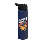 Silhouette de guerrier urbain Parkour Ninja Stainless Steel Insulated Water Bottle