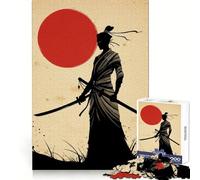 Silhouette de guerrière samouraï avec Soleil Levant, Puzzle de 1000 pièces pour Adultes, Cadeau pour stimuler Le Cerveau, Jeu d'assemblage Relaxant, Cadeau mémorable 38x52cm