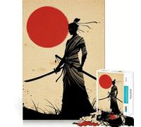 Silhouette de guerrière samouraï avec Soleil Levant, Puzzle de 1000 pièces pour Adultes, Cadeau pour stimuler Le Cerveau, Jeu d'assemblage Relaxant, Cadeau mémorable 38x52cm