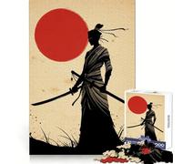 Silhouette de guerrière samouraï avec Soleil Levant Puzzle de 1000 pièces pour Adultes Cadeau Stimulant et Amusant pour développer Son Esprit Design Calme et agréable à Assembler Cadeau raffiné