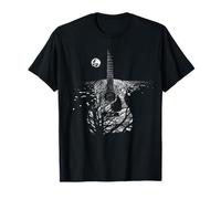 Silhouette de Guitare au Clair de Lune, Illustration de Nuit T-Shirt