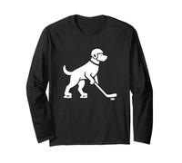 Silhouette de hockey minimaliste pour chien Manche Longue