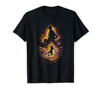 Silhouette de Joueur de Basket-Ball Slam Dunk Action Grunge T-Shirt