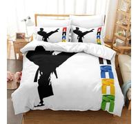 Silhouette de Karaté-Style Arts Martiaux_1 3 Pièces Ensemble De Literie Housse De Couette Ultra Doux Microfibre Hypoallergénique Parure De Lit King（220x240cm）