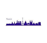 silhouette de la France avec bâtiments et reflets Peintures murales et stickers muraux en vinyle 39.6x173cm Stickers pour vitres Bleu foncé
