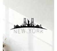 Silhouette de la ligne d'horizon de New York Stickers muraux en vinyle 50.4x123.2cm Ne se décolle pas Noir