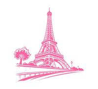 silhouette de la tour Eiffel, icône de Paris Stickers muraux 54.6x57.1cm Peinture murale artistique Rose