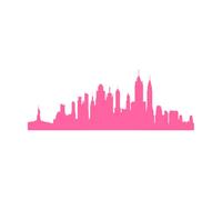 Silhouette de la ville de New York, paysage urbain Stickers muraux 50.4x137.3cm Fourni avec un kit de film de transfert Rose