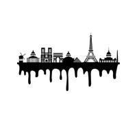 silhouette de la ville de Paris avec effet d'encre dégoulinante Stickers muraux 34x60.2cm Personnalisation Noir