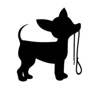 Silhouette de laisse pour chiot, Chihuahua, animal mignon Stickers muraux en vinyle 34x38.8cm Stickers pour vitres Noir