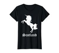 Silhouette de Licorne écossaise, Symbole National, Graphique écossais T-Shirt Graphique avec Valeur, Femme, Noir, XS
