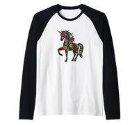 Silhouette de Licorne Florale, Licornes et Fleurs Sauvages Manche Raglan